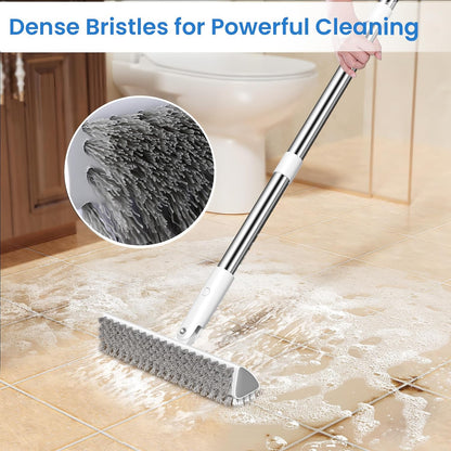 Floor Scrub Brush and Grout Brush with Long Handle–Deck Brushes for Scrubbing Heavy Duty, Stiff