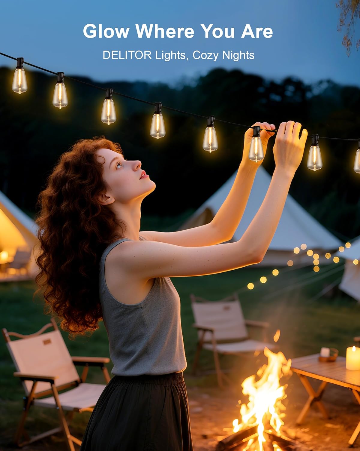 Outdoor String Lights - 50FT LED Patio Lights with 27 Shatterproof Waterproof Bulbs, Connectable