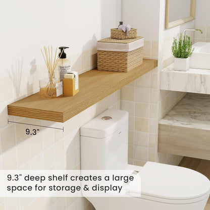Fun Memories 48 Inch Deep Floating Shelves for Wall, 2 Pack of Long Wall Mounted Wood Shelves with