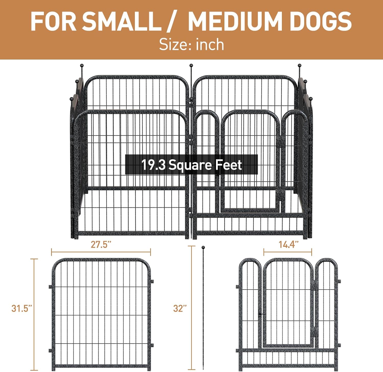 Dog Playpen 8/16 Panels 32" Height Heavy Duty Dog Fence Puppy Pen for Large Medium Small Dogs