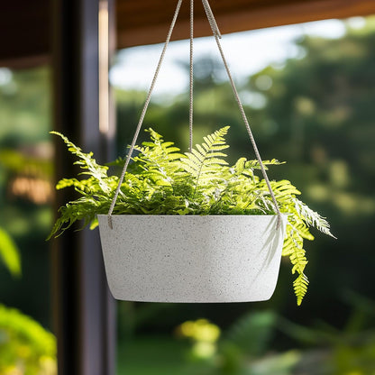La Jolie Maison Large Hanging Planters - 12 Inch Outdoor Flower Pots, Hanging White Planters Set of