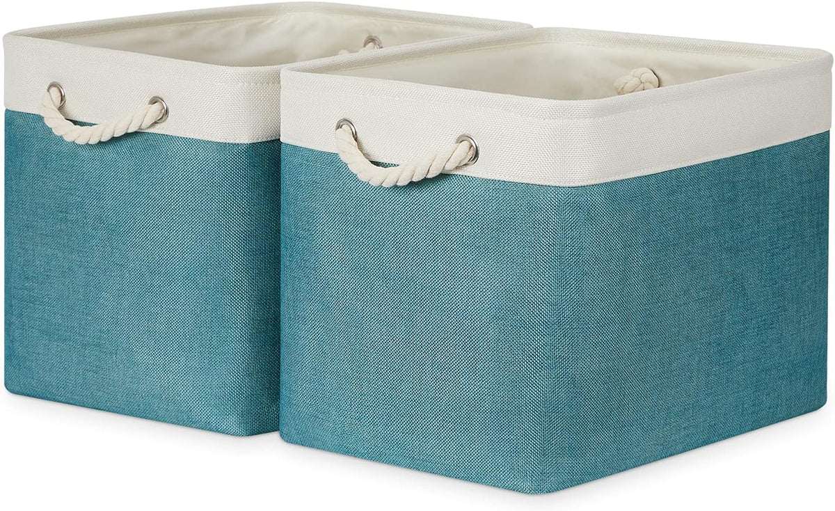 Bidtakay Foldable Storage Bins Set of 2 Tall Cloth Baskets 16" X 11.8" X 11.8" Decorative