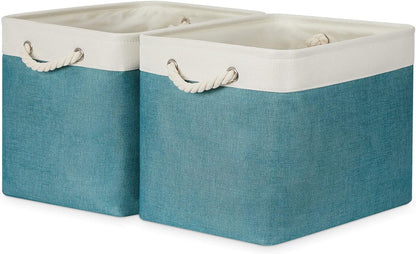 Bidtakay Foldable Storage Bins Set of 2 Tall Cloth Baskets 16" X 11.8" X 11.8" Decorative