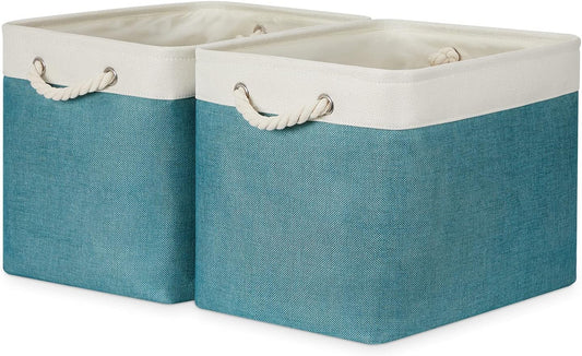 Bidtakay Foldable Storage Bins Set of 2 Tall Cloth Baskets 16" X 11.8" X 11.8" Decorative