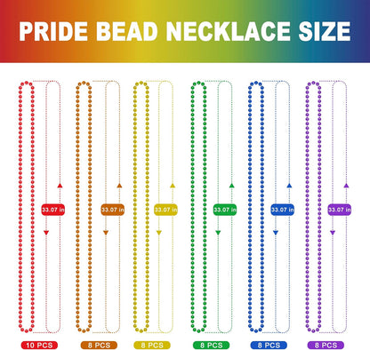 50PCS Pride Stuff, Gay Pride Beads Accessories, 6 Kinds of Metallic Rainbow Beads Necklace Bulk