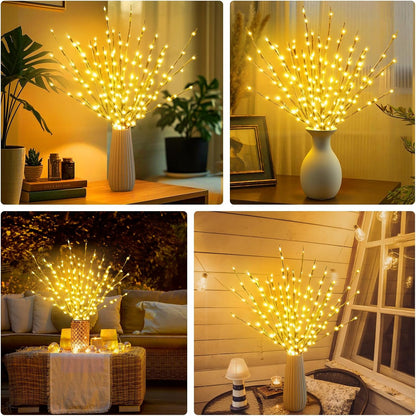 DK177 2 Pack Led Branch Light Battery Operated Lighted Branch Vase Filler Willow Tree Artificial