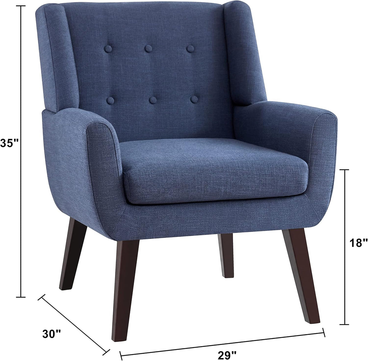 HUIMO Accent Chair Living Room Chair, Upholstered Button Tufted Armchair, Linen Fabric Sofa Chairs