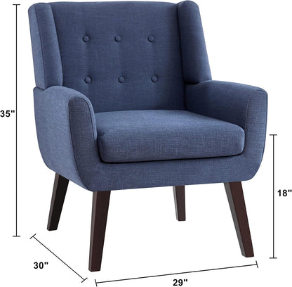 HUIMO Accent Chair Living Room Chair, Upholstered Button Tufted Armchair, Linen Fabric Sofa Chairs