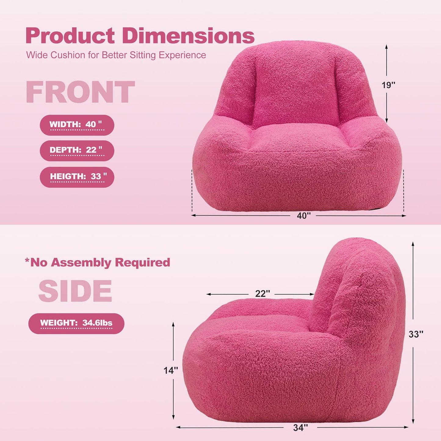 Homguava Bean Bag Chairs for Adults,Giant Beanbag Couch Adult Bean Bag Chair with Filler