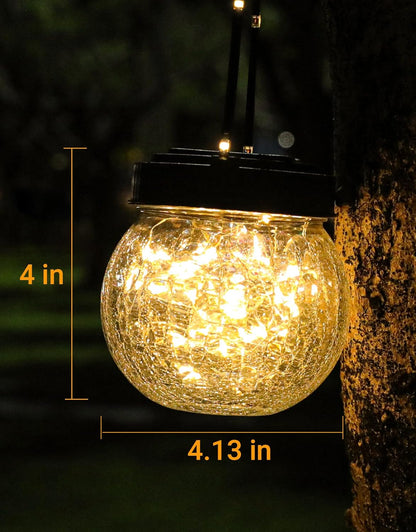 PARTPHONER Solar Lantern Solar Lights Outdoor Waterproof 2-Pack, Solar Powered Hanging Lights