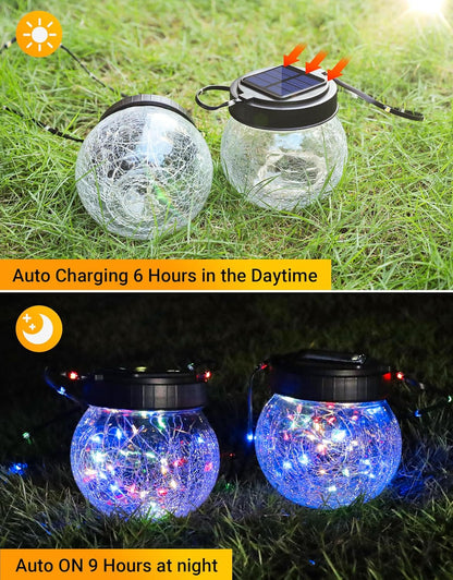 PARTPHONER Solar Lantern Solar Lights Outdoor Waterproof 6-Pack, Solar Powered Hanging Lights