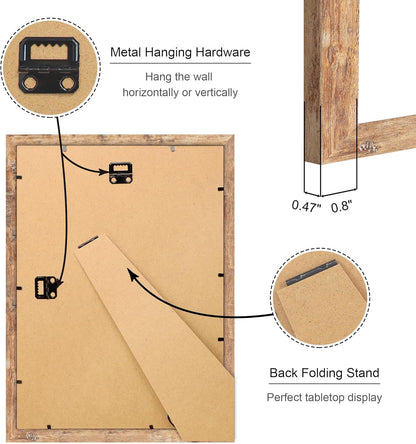 10x14 Picture Frame Set of 4, 10 x 14 Wood Photo Frames with Mat for 8x12 or 30x40cm Diamond