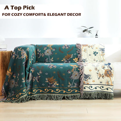 Boho 100% Organic Cotton Large Throw Blanket 50" x 60" - All Season Rustic Ultra Soft Breathable