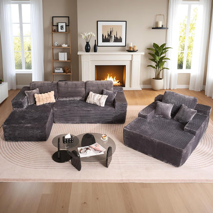 HOOOWOOO Cloud Sectional Couches for Living Room,Modular Sectional Sofa No Assembly,Plush Corduroy