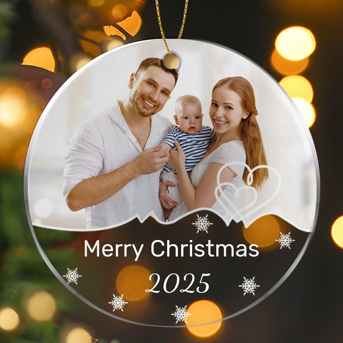 Personalized Christmas Ornaments, Custom Photo & Text 2025 Christmas Tree Ornament, Ideal for Xmas