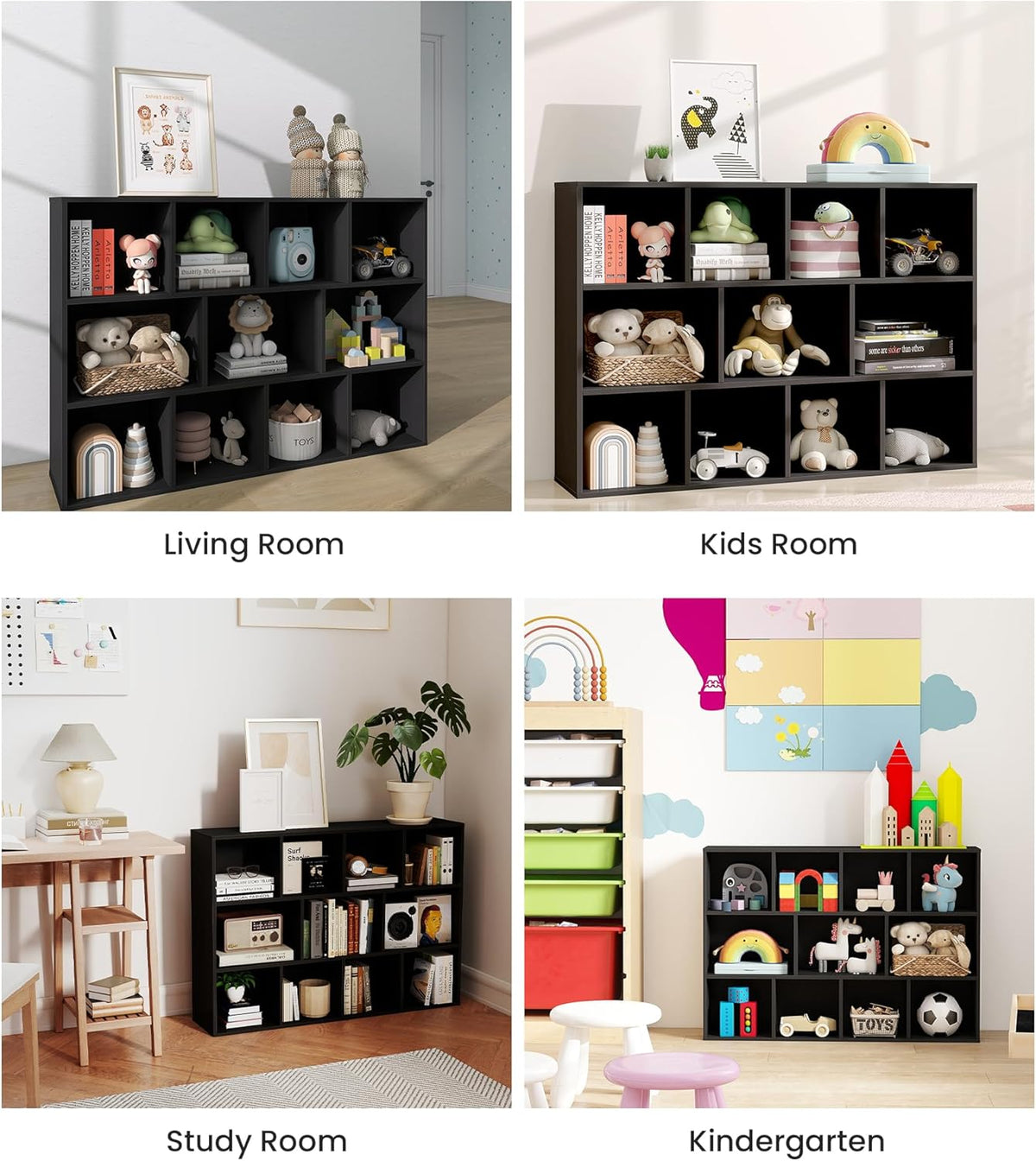 11 Cube Kids Toy Storage Organizer with Kids Shelf, Baby Bookshelf for Nursery, 3-Tier Children