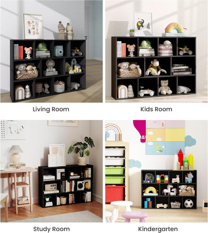 11 Cube Kids Toy Storage Organizer with Kids Shelf, Baby Bookshelf for Nursery, 3-Tier Children