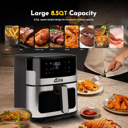 8.5QT Air Fryer, Family Size Digital Air Fryers, Nonstick Square Basket, Smart Touchscreen with