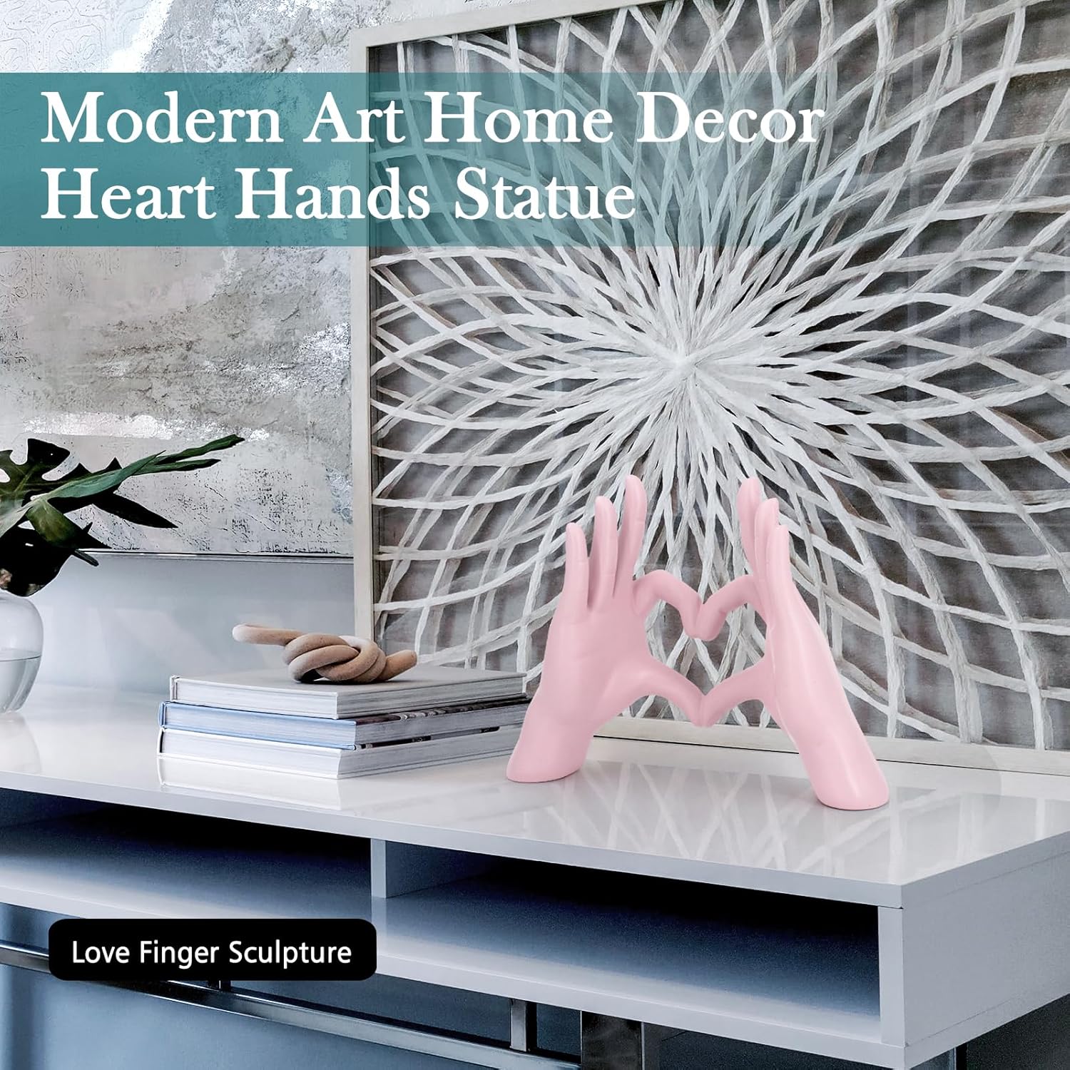 Accessoryway Pink Heart Hands Sculpture Decor - Valentines Day Decorations for Living Room