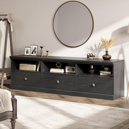 IDEALHOUSE 70in TV Stand for TVs up to 80", Mid Century Modern Entertainment Center with Storage