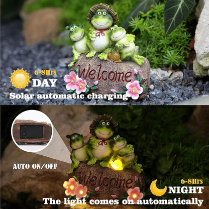Funny Frog Statues For Garden - 7'' Mothe & Sons Solar Frog Garden Decor Frog Garden Statue For