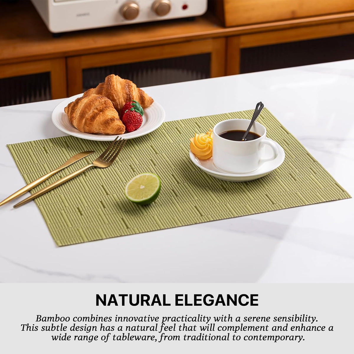 LEXMORE Placemats Set of 8 Vinyl/Plastic Woven Place Mats for Kitchen Table Indoor/Outdoor Washable