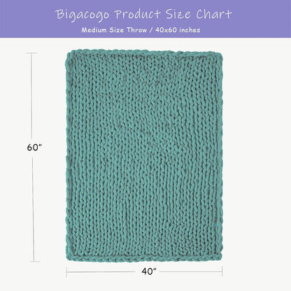 Bigacogo Chunky Knit Throw Blanket for Couch, 40x60 inches, 100% Hand Knitted with Thick Jumbo
