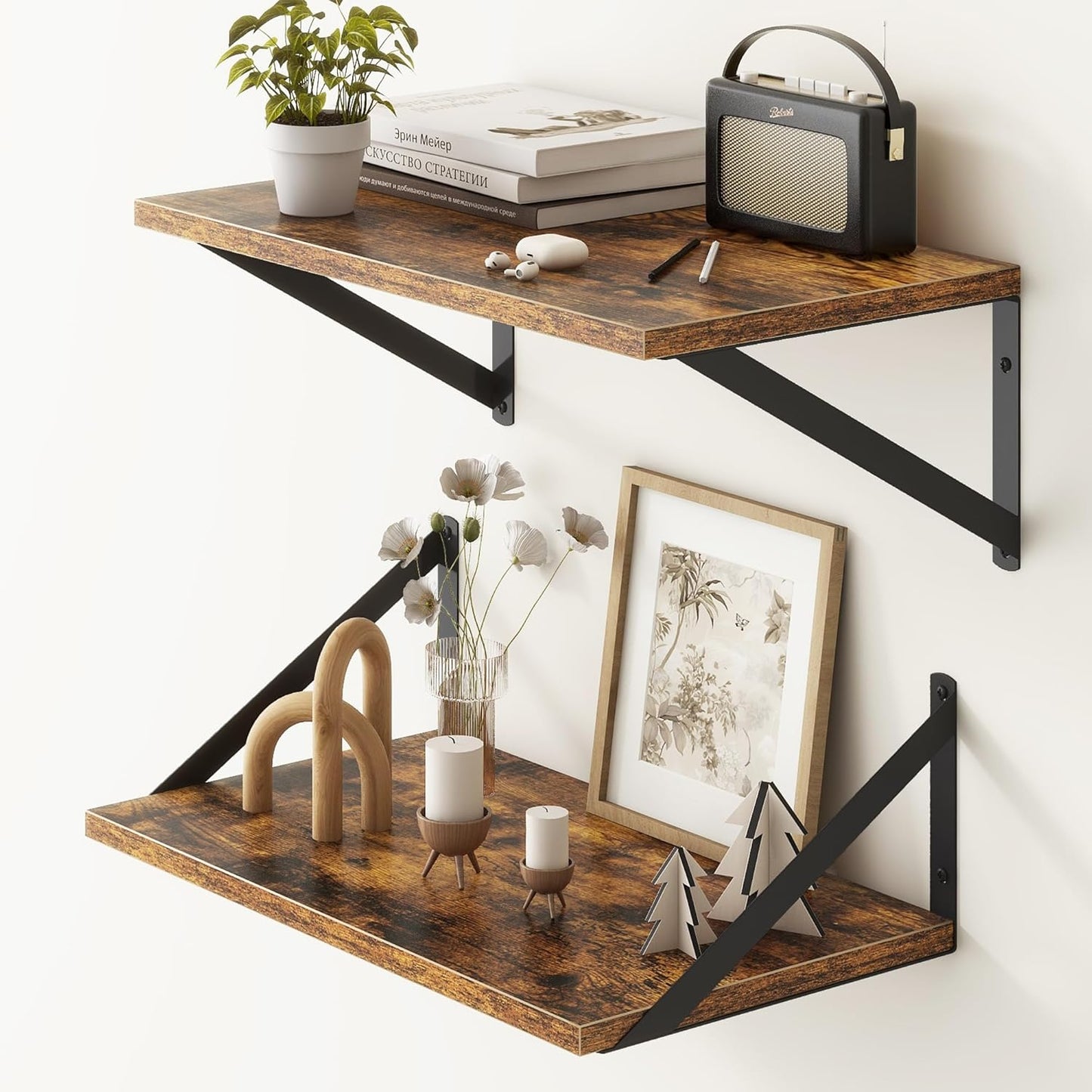 18"W x10"D Floating Shelves, Farmhouse Wall Shelves Home Decor Shelf, Deep Bathroom Shelves with