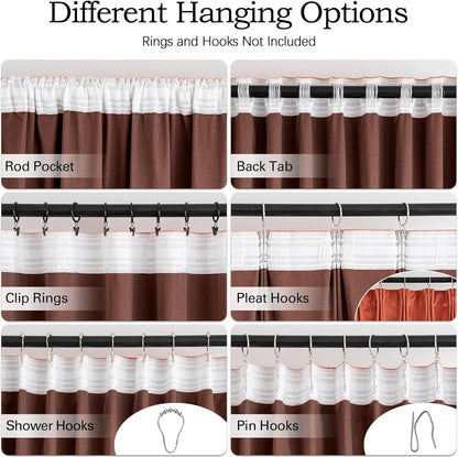 MIULEE Fall Burnt Orange Velvet Curtains 84 Inches Long 2 Panels - Back Tab and Pleated Luxury