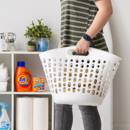 IRIS USA Plastic Laundry Hamper, 27L- 3 PK, Flexible, Ventilation, White