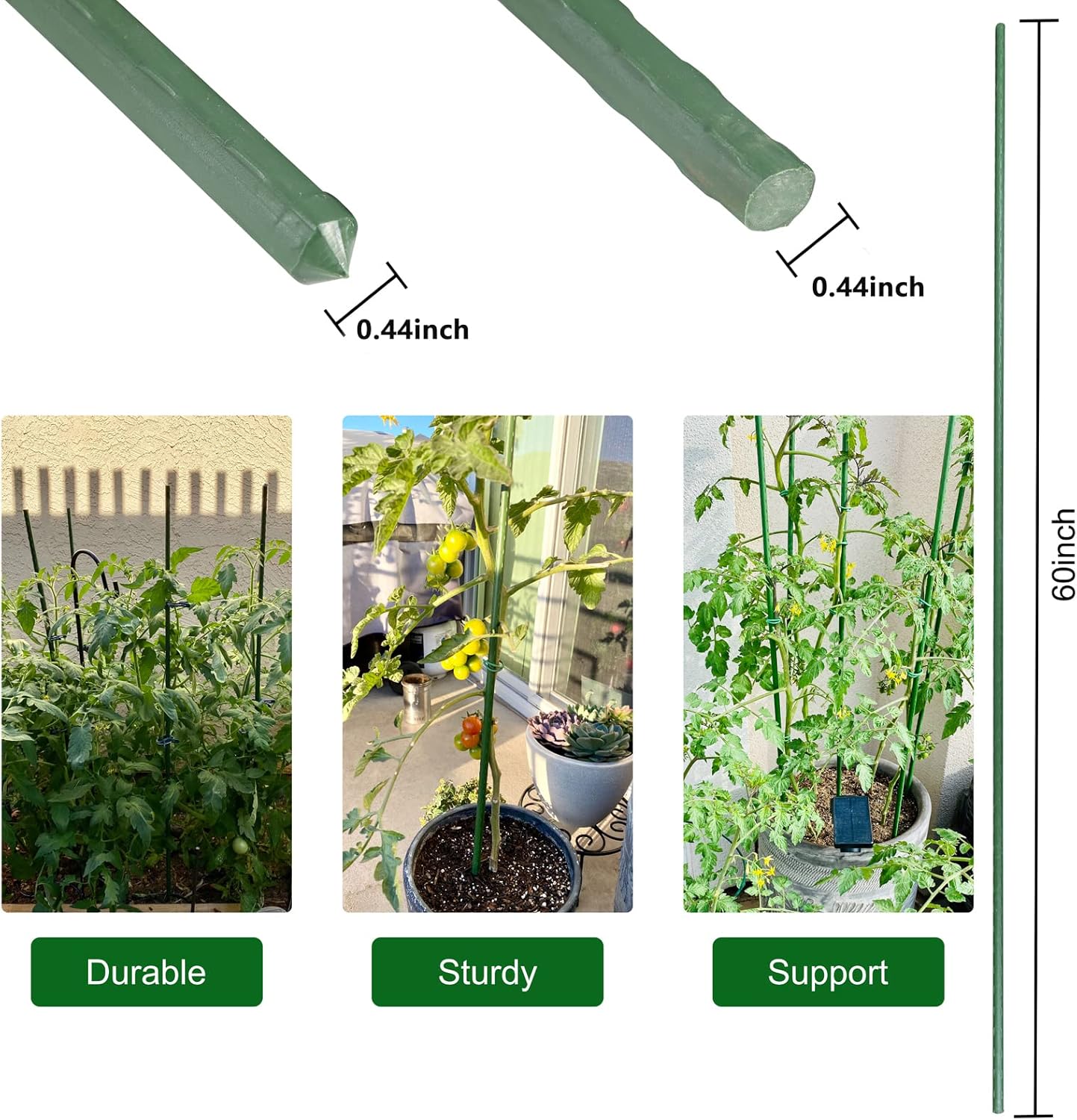 Garmeinea Garden Stakes 57 Inches Plastic Coated Steel Plant Stakes for Growing Climbing Plants