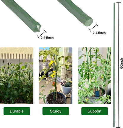 Garmeinea Garden Stakes 57 Inches Plastic Coated Steel Plant Stakes for Growing Climbing Plants