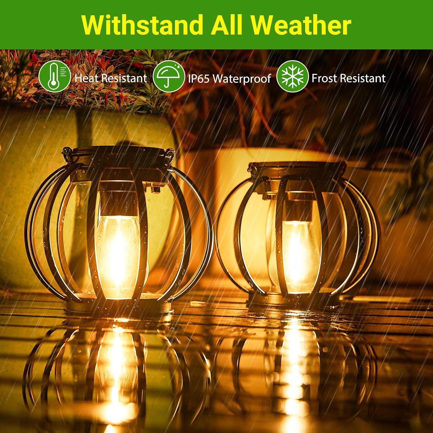KOOPER Solar Lanterns Outdoor Waterproof, Upgraded Metal Hanging Solar Lights Outdoor Lanterns