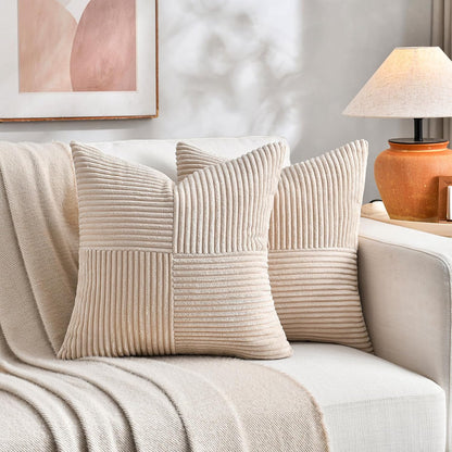 Fancy Homi 2 Packs Tan Samll Decorative Throw Pillow Covers 12x12 Inch with for Couch Bed Sofa