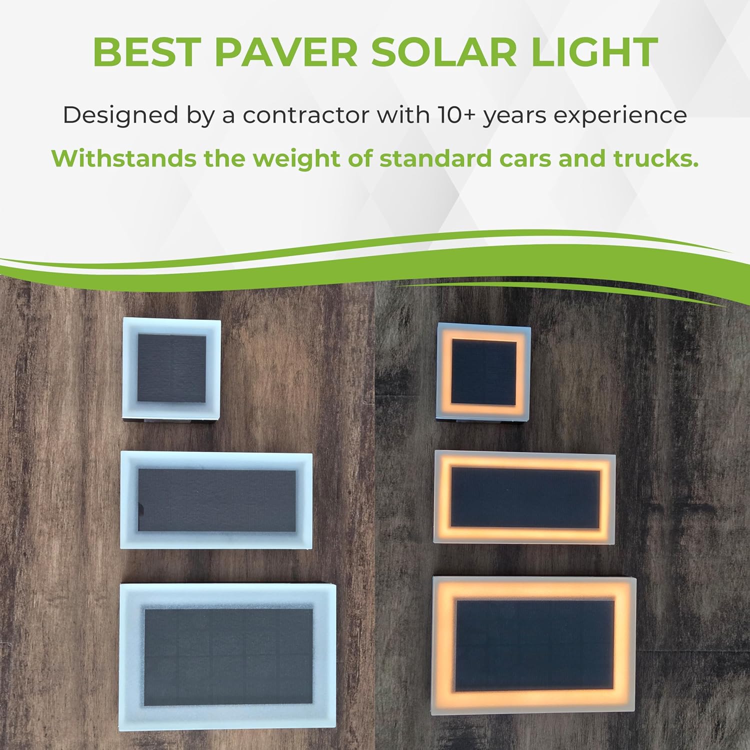LUMENGY Solar Paver Light 4×8 inch, 2700K, Up to 18 Hours Continuous Lighting, Stainless Steel