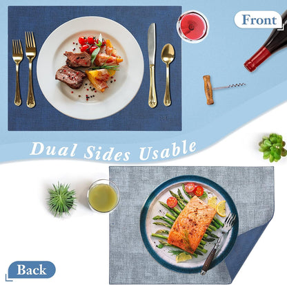 SUEH DESIGN Leather Placemats Set of 6 Reversible Table Mats Heat Resistant Waterproof No-Slip