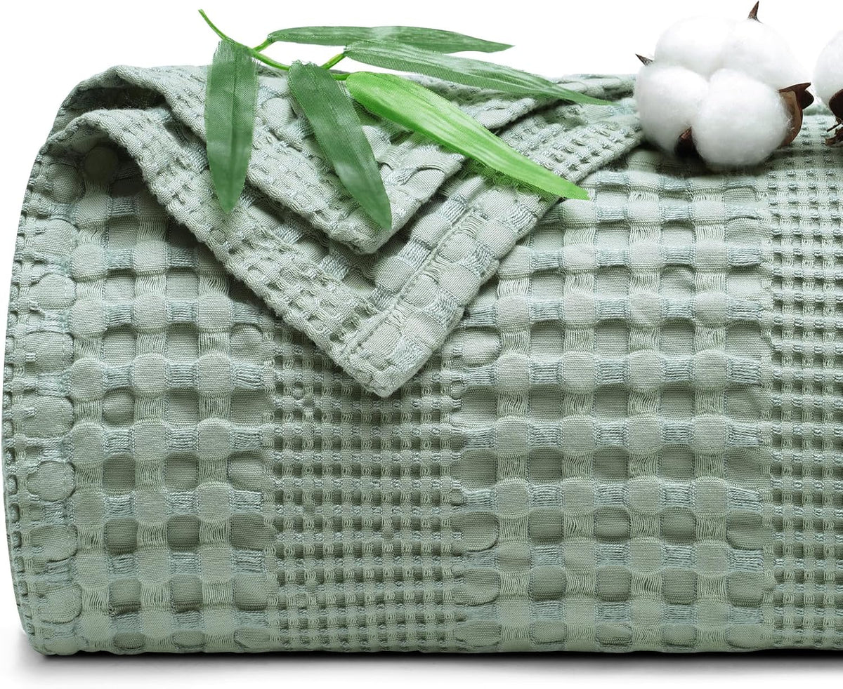 PHF Cooling Waffle Blanket Queen Size, Lightweight 60% Rayon Derived from Bamboo & 40% Cotton