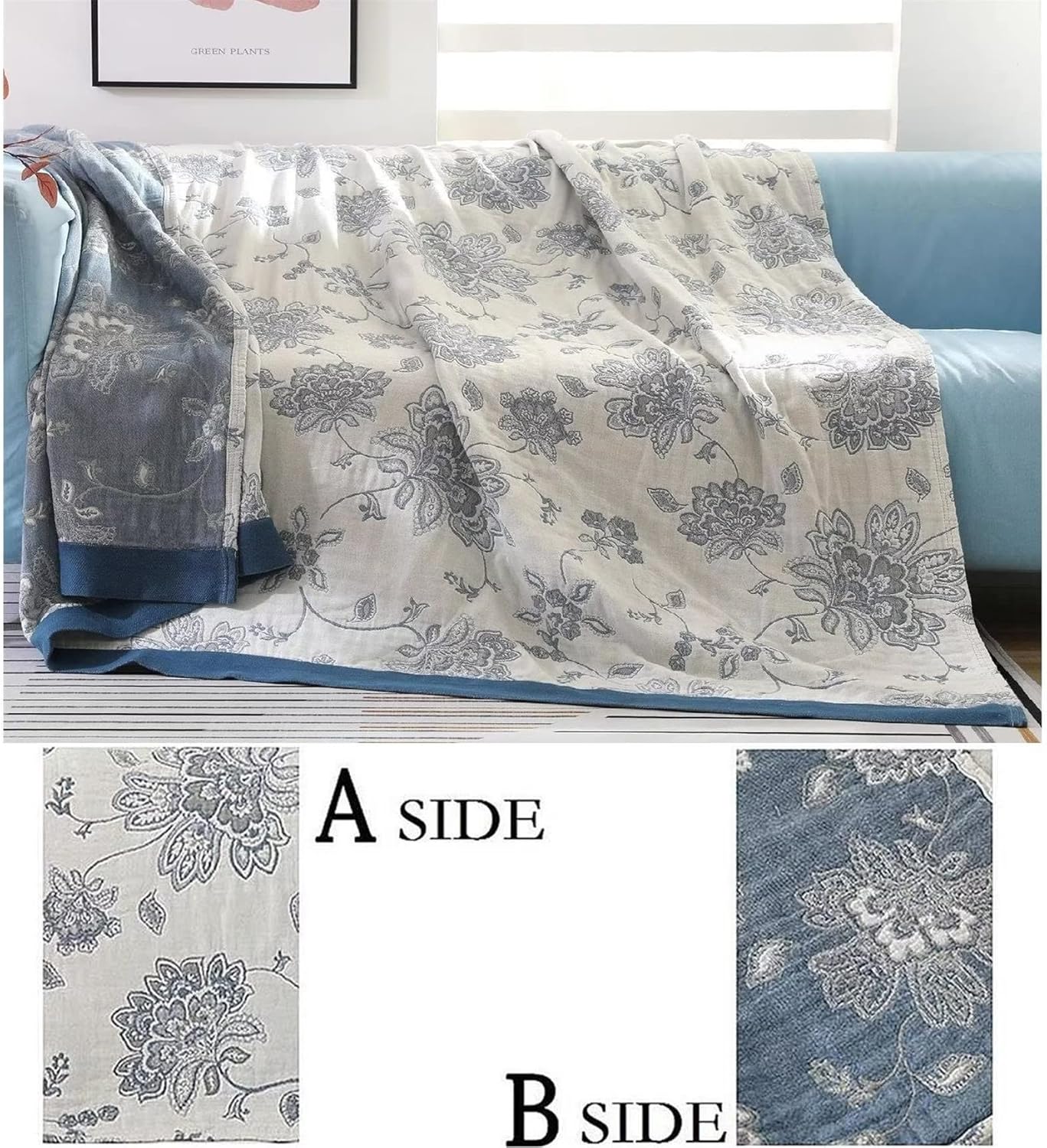 MSGKV Throw Blanket 100% Cotton Blankets Stitch Blanket,Versatile Knit Woven Super Soft Warm &