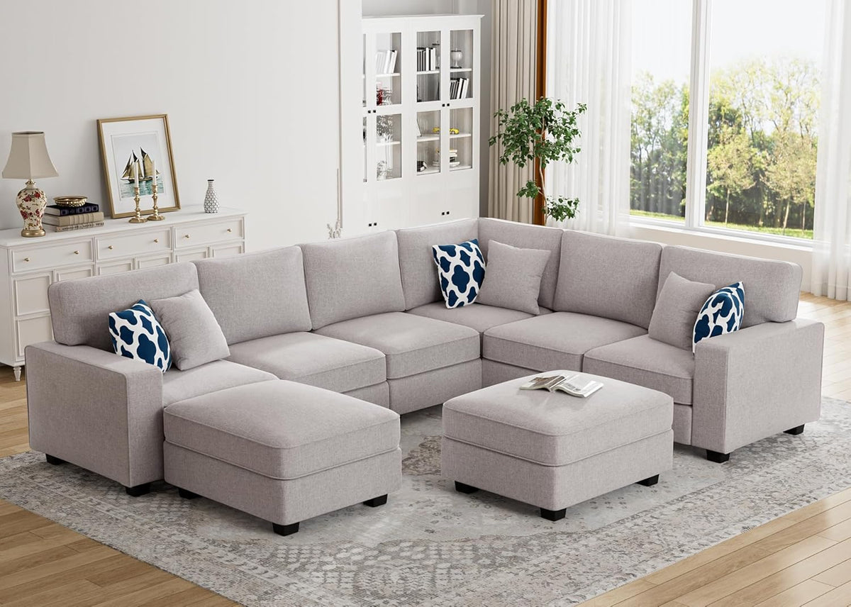 L Lengend Vansen Modular Sectional Sofa U Shaped Couch with Ottoman Modern Reversible Corner