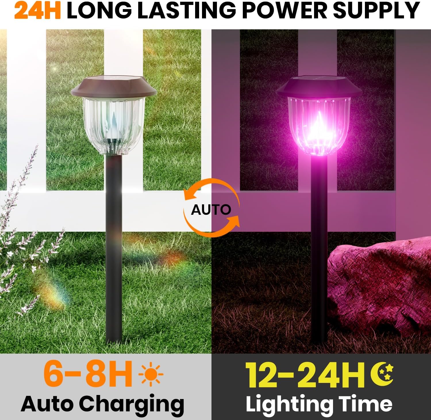 AOSEA 4 Pack Solar Pathway Lights Outdoor Waterproof - Auto RGB Color Changing Solar Lights for