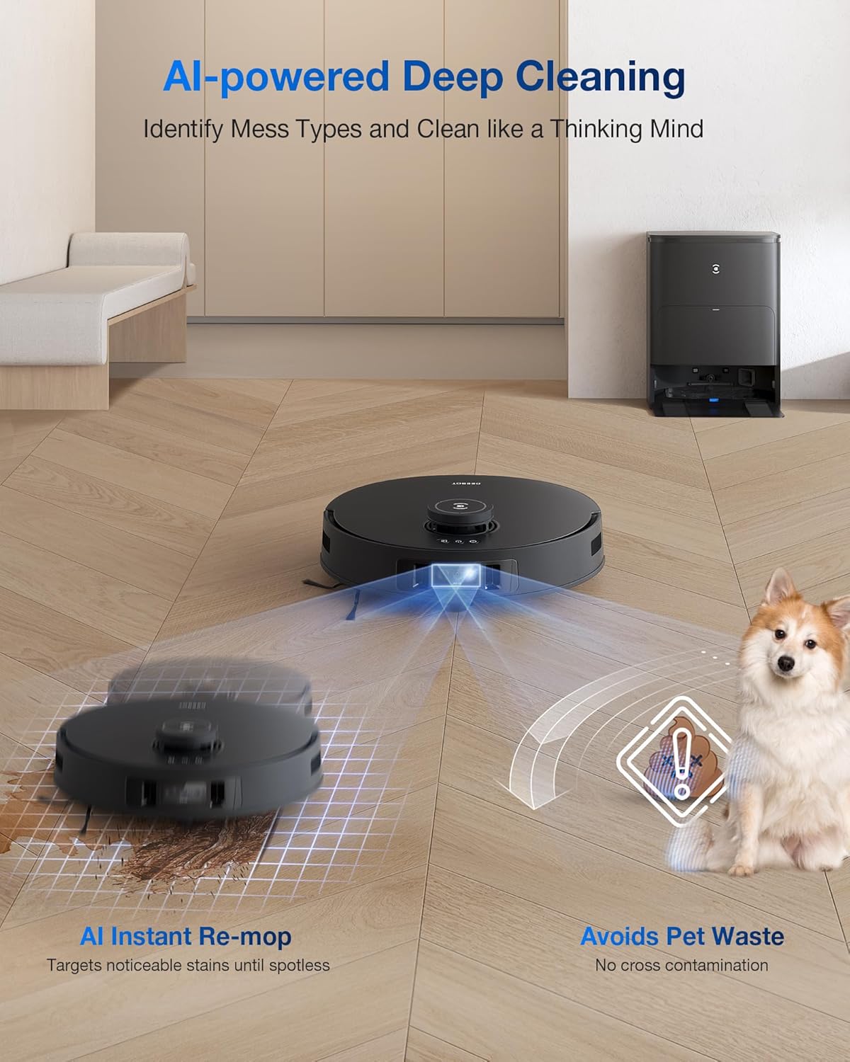 ECOVACS DEEBOT T30S PRO Robot Vacuum and Mop, 11000Pa, TruEdge Adaptive Edge Mopping, ZeroTangle