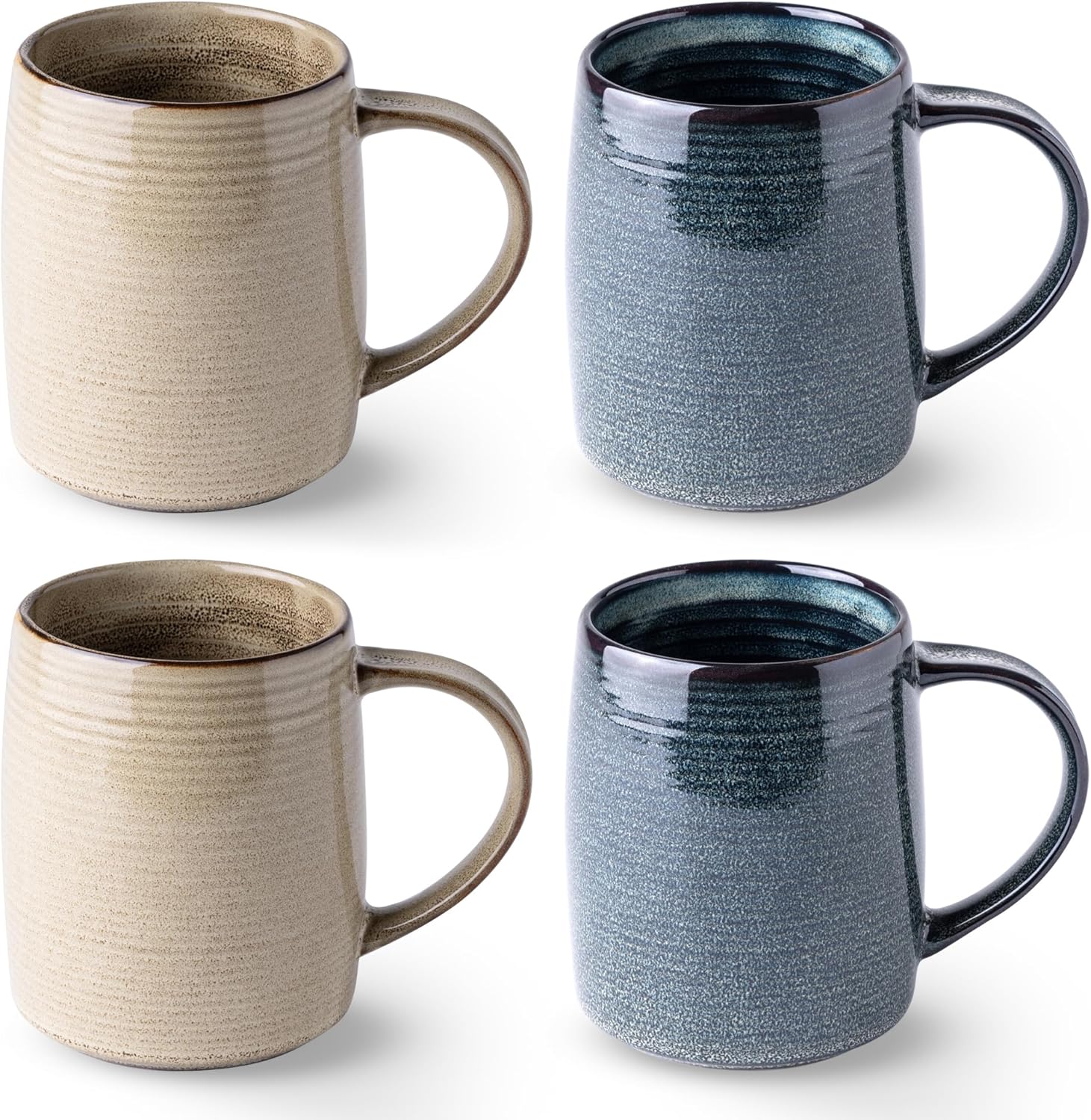 GBHOME Large Coffee Mugs Set of 4, 18oz Handmade Ceramic Coffee Mugs Set with Gradient color for