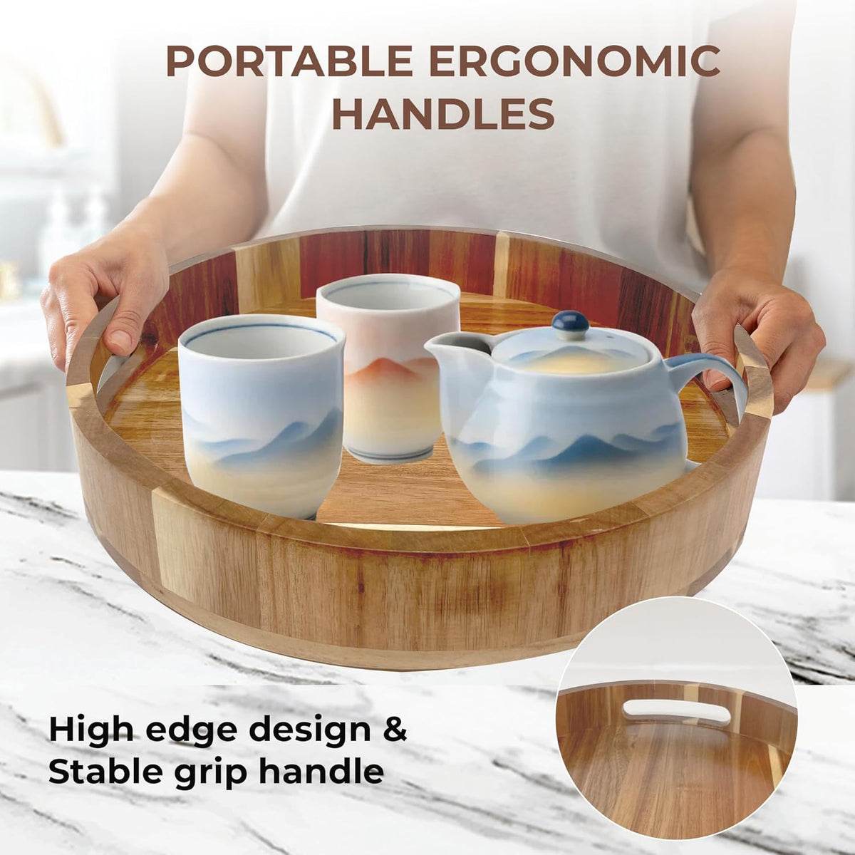Lazy Susan for Table top 12 inch Wooden Large Lazy Susan Turntable Tray Organizer for Cabinet