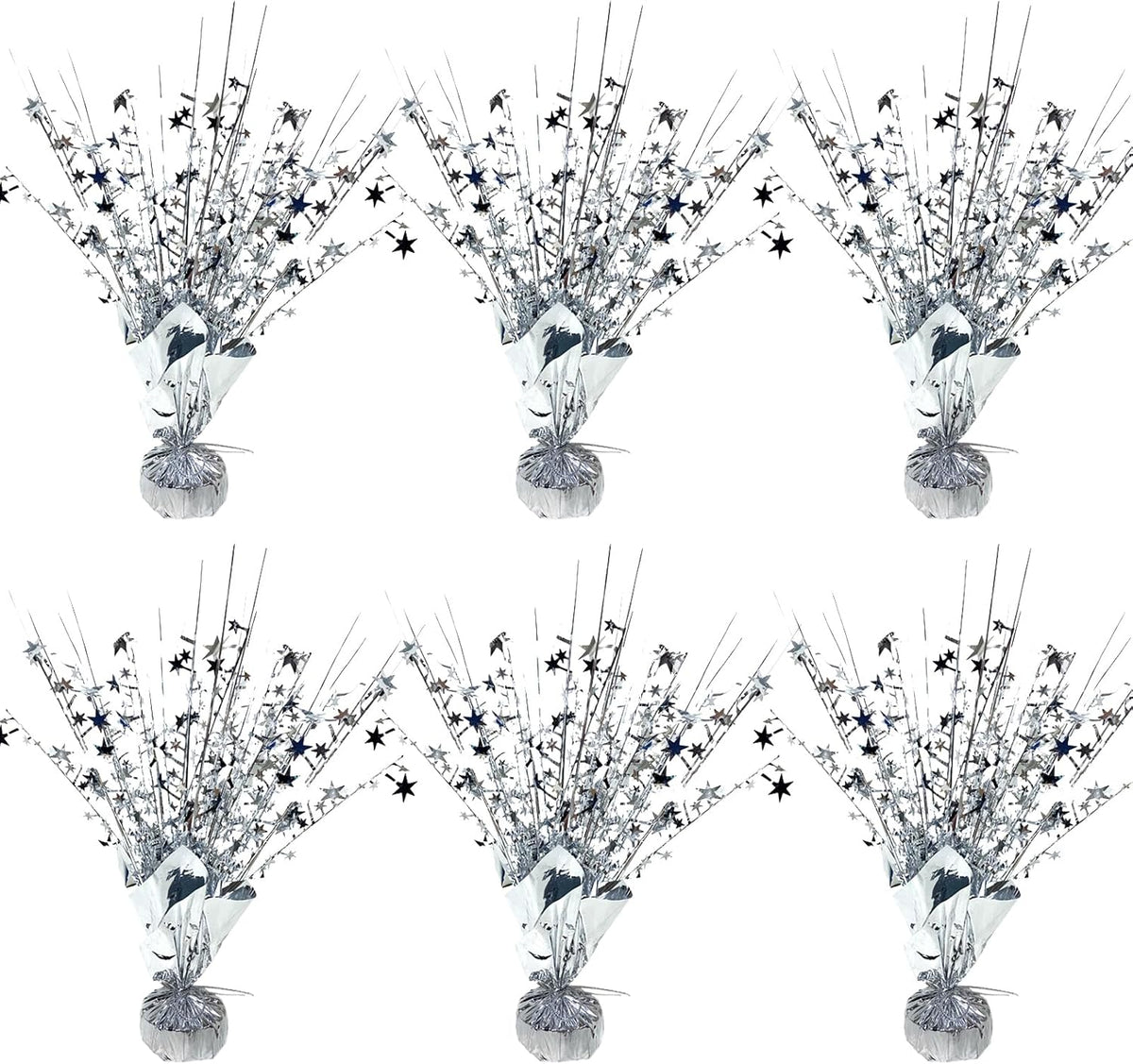 6 Pack Metallic Foil Spray Centerpiece Star Table Decoration Burst Table Centerpieces for Birthday