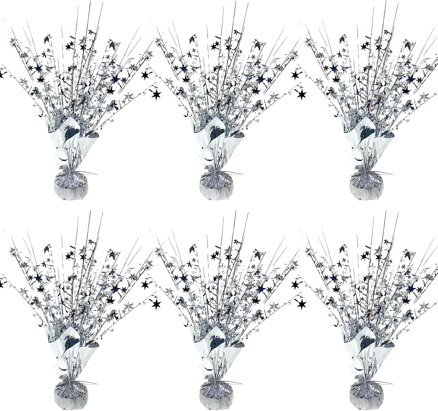 6 Pack Metallic Foil Spray Centerpiece Star Table Decoration Burst Table Centerpieces for Birthday