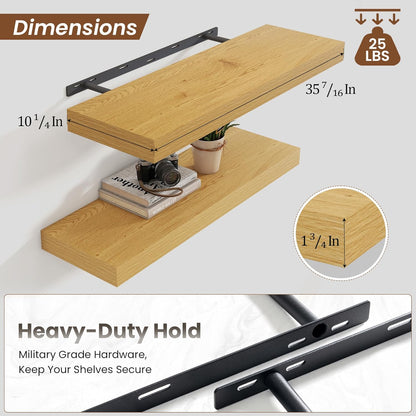 Heimlove 36 Inch Floating Shelves for Wall,10 Inch Deep Wood Shelves with Invisible Brackets,Wall