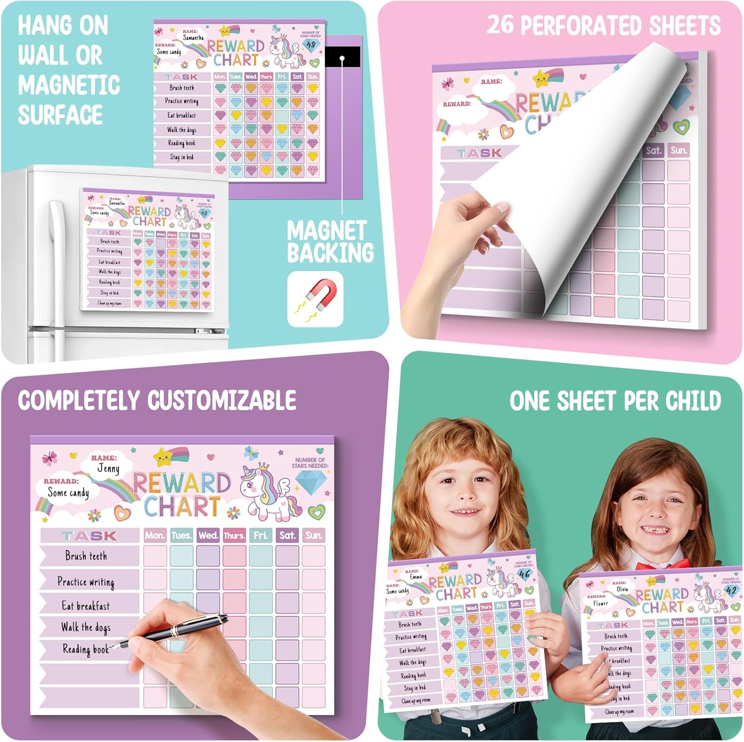 Reward Chart for Kids,Magnetic Behavior Chore Chart for Kids at Home,26 Little Hose Chore