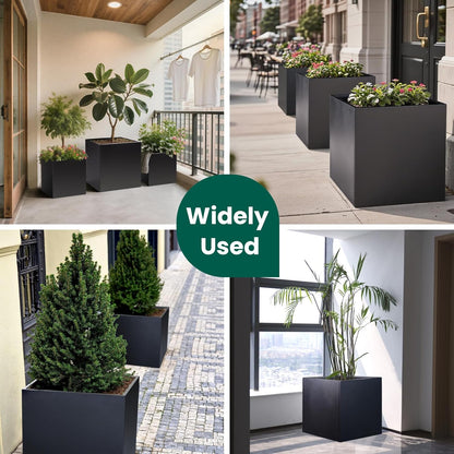 Galvanized Steel Planter Box Black Metal Planter Large Square Indoor Outdoor Planters Cube Steel
