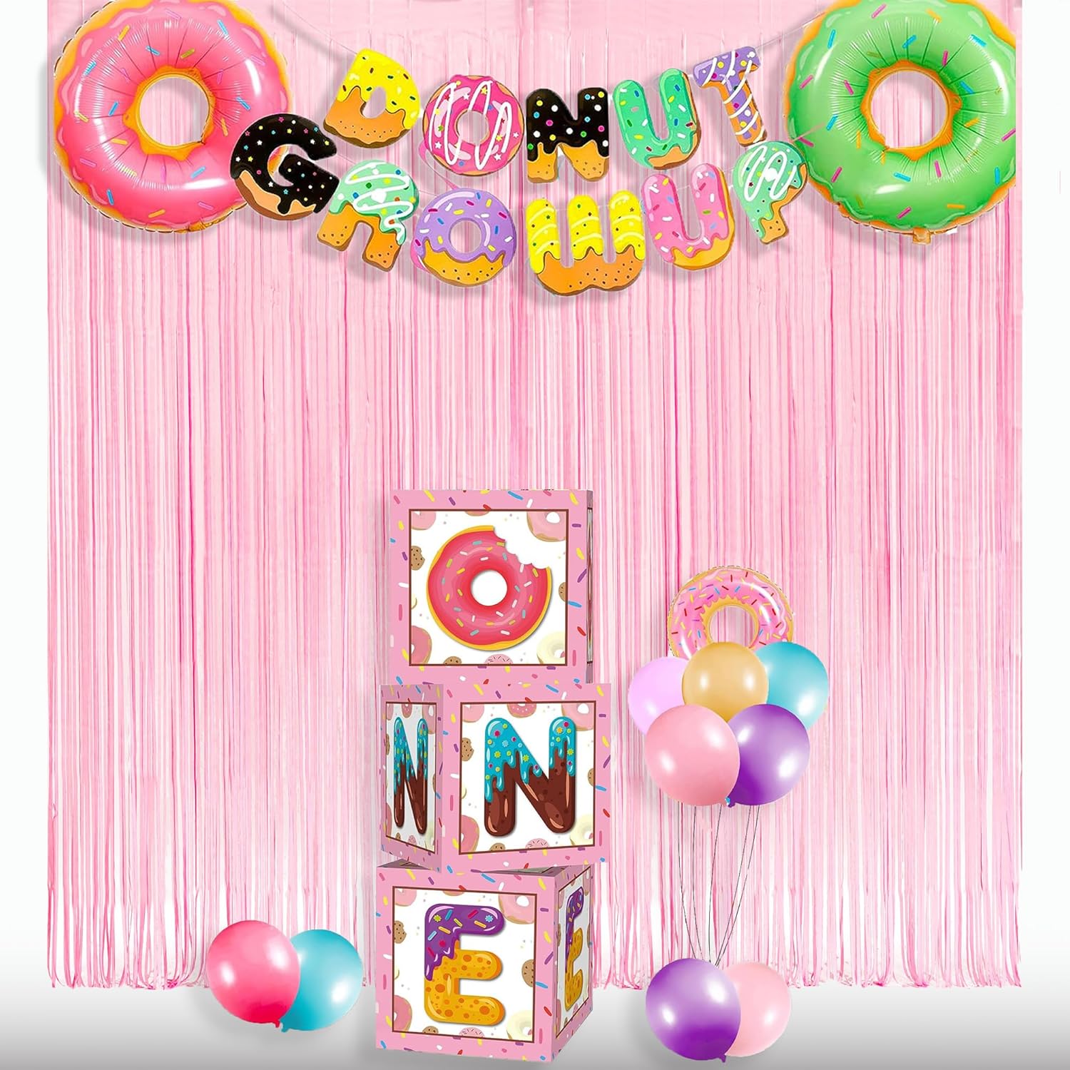 Pastel Pink Party Backdrop Decoration - GREATRIL Baby Pink Foil Fringe Streamers for Baby/Boo