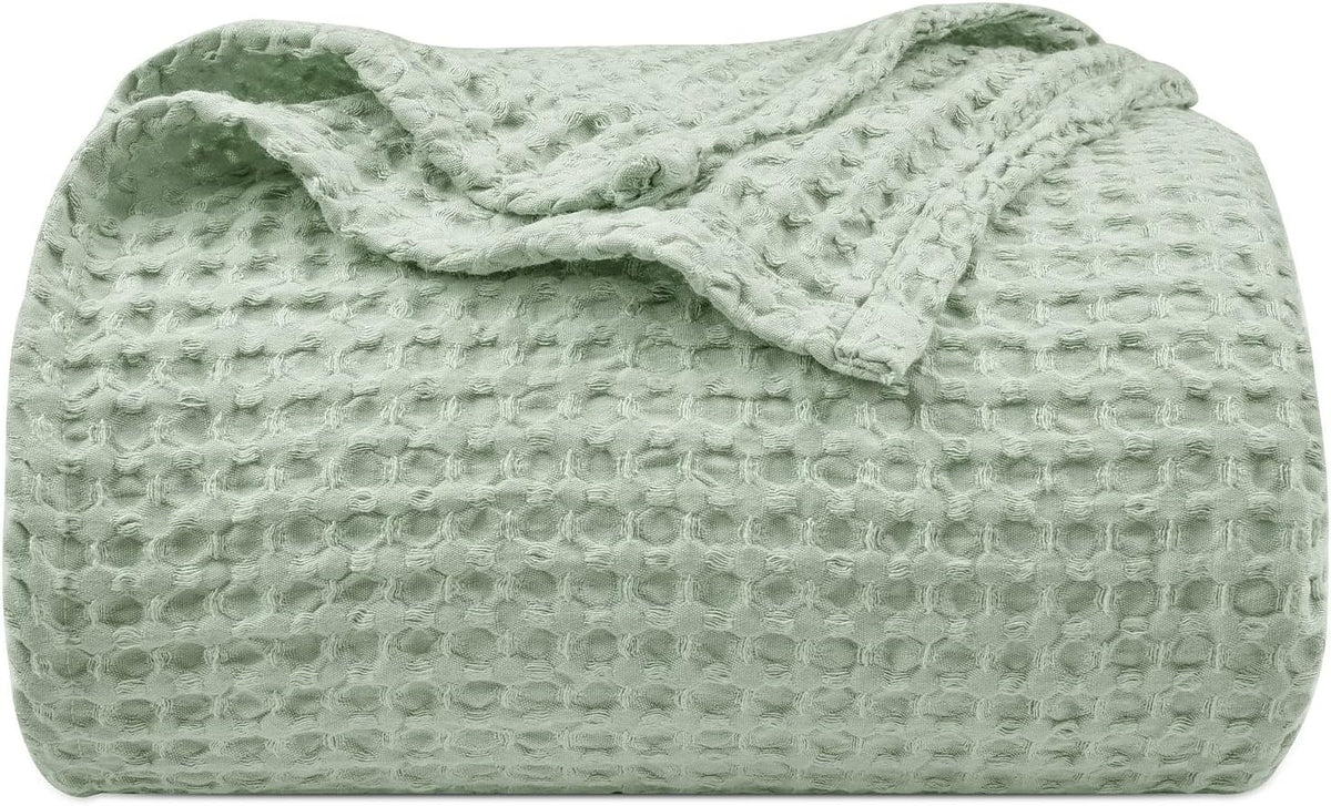 PHF Ultra Soft Waffle Weave Blanket King Size 104"x 90"- Washed Lightweight Breathable Cozy Woven